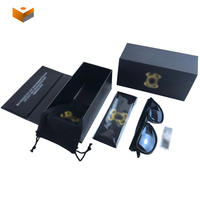 Boîte à lunettes de soleil personnalisée avec couvercle rabattable, ensemble de boîtes en carton rigide, coffret cadeau pour lunettes, kit d'emballage complet d'accessoires