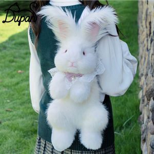 DUPAN 도매 폴리에스터 귀여운 모조 앙고라 토끼 플러시 백팩 부드러운 플러시 대용량 가방 크리스마스 선물용 - Product Image 1