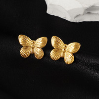 Boucles d'oreilles papillon MECYLIFE en acier inoxydable, bijoux de mode pour femmes, clous d'oreilles papillon, bijoux en or 18 carats