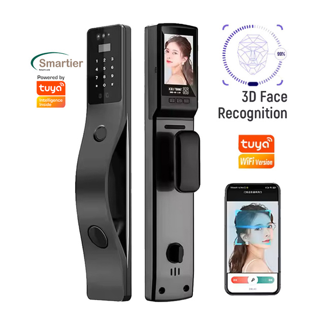 Smartier Automatic 3D Face Recognition Video Intercom Digital Smart Lock Tuya Biometric Fingerprint Door Lock for Steel Door