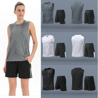Vente en gros de t-shirts sans manches et shorts de sport unisexes de haute qualité, respirants, anti-bactériens, à séchage rapide, pour le fitness, le football et l'entraînement