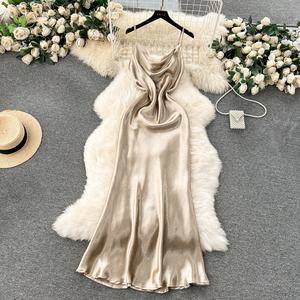 Nouvelle mode de robes de soirée creuses <span class=keywords><strong>dos</strong></span> <span class=keywords><strong>nu</strong></span> pour femmes robes longues élégantes françaises - Product Image 6