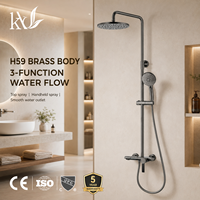 Ensemble de douche architectural en laiton 3 fonctions, mitigeur mural apparent moderne, finitions personnalisées OEM ODM, pluie douce, hôtel, villa de luxe