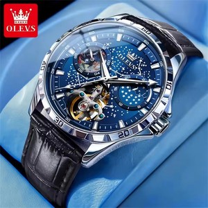 Flywheel <b>Skeleton</b> <b>Automatic</b> <b>Watch</b> for Men Luminous Starry Sky Waterproof Business Wristwatch Mechanical <b>Watch</b> 6689 - Product Image 1