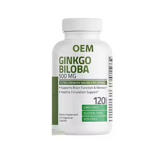 Cápsulas de Folha de <span class=keywords><strong>Ginkgo</strong></span> <span class=keywords><strong>Biloba</strong></span> VitaHall Produtos de Saúde Extrato Suplementos a Granel <span class=keywords><strong>500mg</strong></span> 120 Cápsulas de <span class=keywords><strong>Ginkgo</strong></span> <span class=keywords><strong>Biloba</strong></span> - Product Image 1