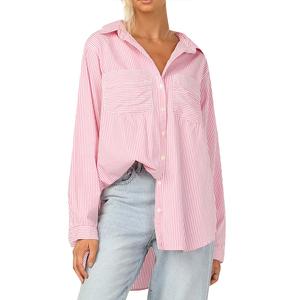 Camisas Largas a Rayas para Mujer, Cuello Camisero, Estilo Holgado, Talla Grande, Otoño - Product Image 6