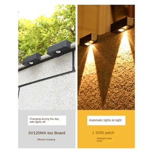 Éclairage de clôture solaire moderne à LED pour l'extérieur Éclairage de haut en bas pour l'extérieur Applique murale à LED imperméable Porche Patio Applique murale à LED décorative - Product Image 2