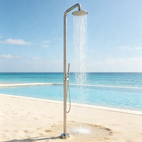 Colonne de douche extérieure en acier inoxydable, grande conception autoportante pour villas, jardins, piscines et bains de plage