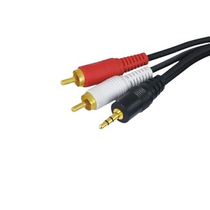 สายสัญญาณเสียง 3.5 มม. ถึง 2 RCA ชายหญิง 1.5 ม. ตัวนำทองแดง แจ็คเก็ตพีวีซี สำหรับการเชื่อมต่อเสียงคอมพิวเตอร์ - Product Image 3
