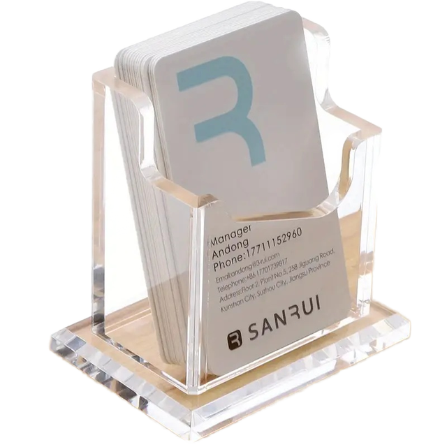 BOSN 2-Slot Eco-Friendly Customized for Vertical Desk Display Stand Clear Acrylic Business Card Holder Vintage Foldable Easy