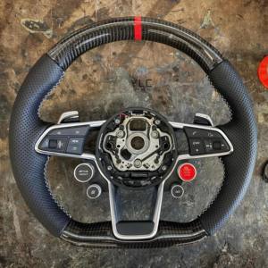 Volant en cuir pleine fleur <span class=keywords><strong>S</strong></span>-<span class=keywords><strong>Line</strong></span> avec bouton de démarrage YLC pour <span class=keywords><strong>Audi</strong></span> R8 TTRS C6 C7 S7 S4 A4 B8 RS3 SQ5 S5 B9 A6 C8 A3 <span class=keywords><strong>2018</strong></span> - Product Image 1