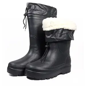 Wholesale Price Men Winter Cotton Rain Boots Super Anti-Wearable EVA Rain Shoes Plus Cotton Warm High Snow Boots Woman Man