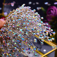 Diadèmes et couronnes de mariée brillantes faites à la main YouLaPan, entièrement en cristal, coiffure de mariage pour les mariées, bandeaux de mariage uniques HP193