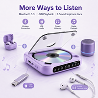 Reproductor de CD Portátil para el Aprendizaje de Idiomas, Color Morado, para Estudiantes, Niños y Adultos Mayores, con Repetición A-B, USB y Audio de 3.5mm
