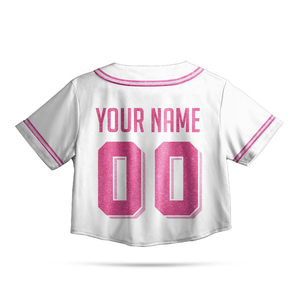 Jersey Baseball Wanita Crop Top Bordir LOGO Custom Sublimasi Ukuran Besar Kaos Jersey Wanita Seragam - Product Image 2