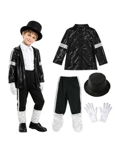 Disfraz Infantil de Michael Jackson, Estrella del Pop de los 80, Traje Retro con Lentejuelas, Pantalones, Sombrero y Guantes para Niños, Fiesta de Halloween - Product Image 5