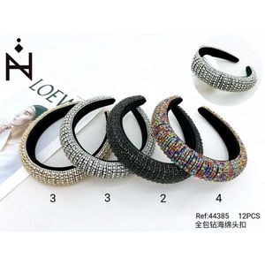 Bandeau en mousse avec strass, couverture complète, 12 pièces, accessoires pour cheveux pour femmes, avec pierres scintillantes, options multicolores noir et argent - Product Image 3