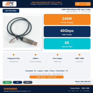 Câble de charge rapide USB Type-C OEM 20 Gbps 40 Gbps 240 W avec gaine en feuille de <span class=keywords><strong>TPE</strong></span> et tressage en nylon pour ordinateur et appareil photo - Product Image 3