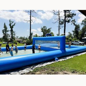 Cancha de Voleibol Inflable Gigante Azul para <span class=keywords><strong>Playa</strong></span>, Campo de Deportes Acuáticos, Canchas Inflables para Piscina con Piscina para Jugar en el Agua - Product Image 2