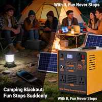 Système d'énergie solaire portable MPPT LiFePO4 à onde sinusoïdale pure, prêt à l'emploi, avec panneaux solaires et station d'alimentation