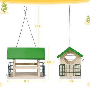 <span class=keywords><strong>Suet</strong></span> kafesleri ile sedir ağacı kuş besleyici, 2 meyve kabı ile dışarıda vahşi kuş besleyici asılı, veranda bahçe kuş besleyici - Product Image 2