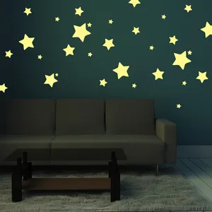 Eco Friendly Removable Custom Vinyl Space Moon Star Rocket Glow Wall Stickers Dark Stars