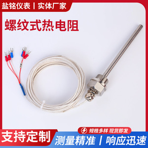 Threaded Resistance Temperature <b>Detector</b> 304 Stainless Steel <b>Wire</b> Leads Temperature Sensor For Water Tank Protection - Product Image 5