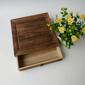 Wooden Tea <b>Cake</b> <b>Box</b> 26cm Square Handmade Single Layer Storage <b>Gift</b> Packaging - Product Image 1