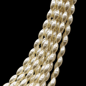Cuentas de Vidrio Roscadas de Precisión de 6x8mm, Forma Barroca Color Marfil, para Joyería de Alta Gama, Suministro para Pasarela de Moda, Manualidades DIY y Arte - Product Image 1