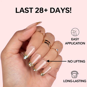 Uñas medianas con forma <span class=keywords><strong>de</strong></span> ataúd, Punta francesa con dijes <span class=keywords><strong>de</strong></span> lazo 3D, uñas pegadas <span class=keywords><strong>de</strong></span> larga duración para mujeres - Product Image 6
