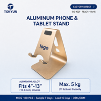 Support de téléphone de bureau en alliage d'aluminium pour téléphones mobiles et tablettes de 4 à 13 pouces, vente en gros, OEM, ODM, fabricant de logos personnalisés
