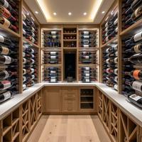 Cave à vin sur mesure de luxe avec éclairage LED, grande capacité, étagères à bouteilles, vitrine en verre trempé