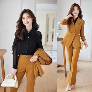 Women's Black Suit Set Three Quarter Sleeve Polyester Anti-Wrinkle Formal Spring Workwear - Product Image 3