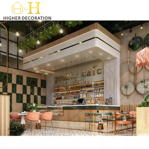 Lujosos Mostradores comerciales para restaurantes, muebles de exhibición con elementos artísticos de metal y madera para espacios de <span class=keywords><strong>café</strong></span> de temática tropical - Product Image 5