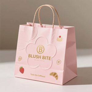 Bolsas de Embalaje de Papel Kraft Rosa Personalizadas con Lámina Dorada para Envolver Regalos con Estilo y Promocionar su Marca - Product Image 1