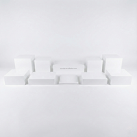 Supports de présentation de buffet en acrylique blanc personnalisés, cubes empilables carrés, socle pour nourriture, boîte pour mariage, réception, traiteur, événements de desserts