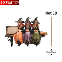 Diseño de bruja de Halloween llavero montado en la pared de madera 4 ganchos para llaves con características de herramientas desmontables para tallar letrero decoración de pared