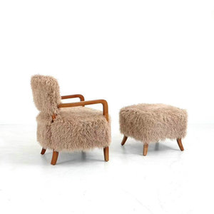 Modern Luxury <strong>Yeti</strong> Sheepskin Accent Arm <strong>Chair</strong> Living Room Occasional <strong>Chairs</strong> Solid Wood Upholstered Fur Lounge <strong>Chair</strong> for Bedroom - Product Image 3