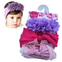 3 Pcs/set Bandeaux pour bébé nouveau-né filles Nœud papillon Fleur Truban Bandeaux pour cheveux pour enfants Couvre-chef Accessoires pour cheveux de bébé