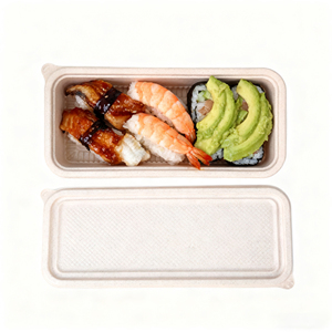 Plateau à sushi et desserts jetable biodégradable compostable en pulpe de fibres de balle de riz, <span class=keywords><strong>sans</strong></span> PFAS, compatible micro-ondes, 450 ml, vente en gros - Product Image 4