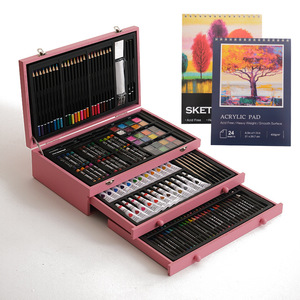 Ensemble d'art de luxe Bview Art 175 pièces, 2 blocs de <span class=keywords><strong>dessin</strong></span>, crayons aquarelle, crayons de couleur, ensemble de peinture, coffret en bois, certifié ASTM - Product Image 1