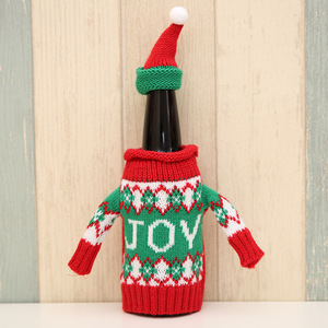 Tissu <span class=keywords><strong>de</strong></span> décoration <span class=keywords><strong>de</strong></span> noël tricoté vin couvercle <span class=keywords><strong>de</strong></span> bouteille <span class=keywords><strong>de</strong></span> bière avec chapeau - Product Image 5