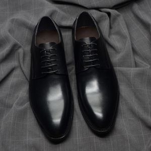 Zapatos Derby de Cuero Hechos a Mano de Alta Gama para Hombre, con Punta en Pico, para Boda, Estilo Británico, Casual de Negocios, Formal - Product Image 6