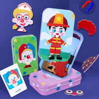 Casse-tête éducatif magnétique en bois jeu d'expression 4 styles de jeu d'apprentissage pour les enfants