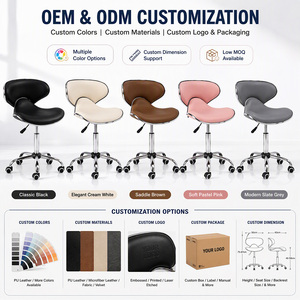 Chaise ergonomique de salle à manger, design moderne, dossier bas, pivotante à 360°, à roulettes, pour salon de manucure et coiffure, base 5 étoiles - Product Image 1