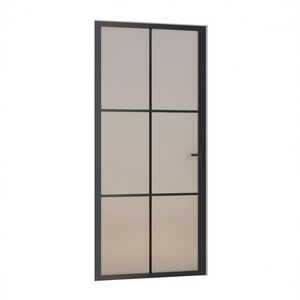 Puerta de Aluminio con Vidrio Negro Mate, 36.6x79.3, Diseño Interior Minimalista, Aislamiento Acústico, Apertura Manual - Product Image 1