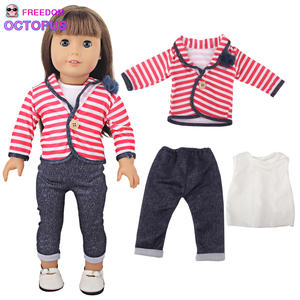 Muñeca americana de 18 pulgadas, ropa a rayas, traje, <span class=keywords><strong>precio</strong></span> barato, novedad de <span class=keywords><strong>2022</strong></span> - Product Image 2