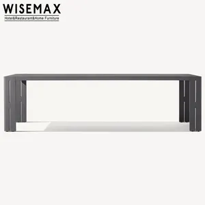 WISEMAX mobili in alluminio di lusso hotel rettangolare all'aperto tavolo da pranzo e sedia set tavolo da pranzo all'aperto set 12 posti