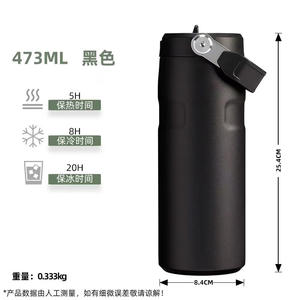 <span class=keywords><strong>Taza</strong></span> de Café de Acero Inoxidable de 16 oz con Aislamiento al Vacío y Pajita, <span class=keywords><strong>Taza</strong></span> de Viaje para Regalo de Cumpleaños - Product Image 3