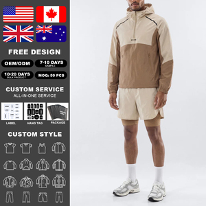 KingSen Lightweight Nylon Windbreaker Quick Dry Tracksuit Men Color Block Half Zip Relaxed Fit Polyester Outdoor Sportswear <b>Set</b> - Product Image 2